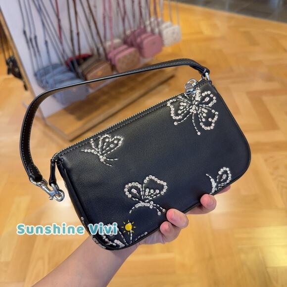 NWT Coach Nolita 19 With Sparkly Butterfly Print CCF58 Silver Black Multi - Picture 5 of 6